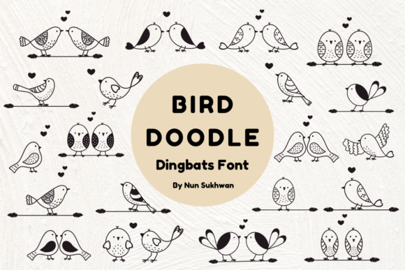 Bird Doodle Dingbats Font for Web Design and Digital Branding